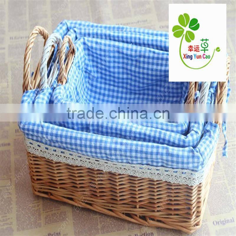 wicker&rattan square wicker basket with liner factory supply