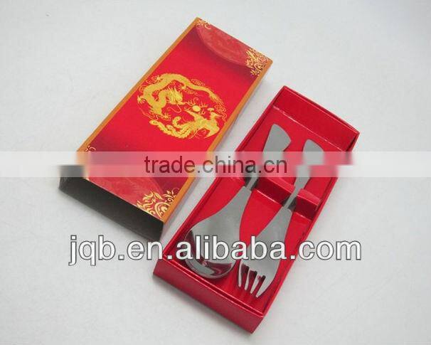 stainless steel dinnerware set spoon and chopsticks with red box