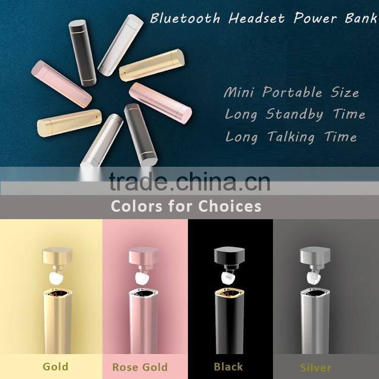 New luxury aluminum power bank with bluetooth headset for promotion gift