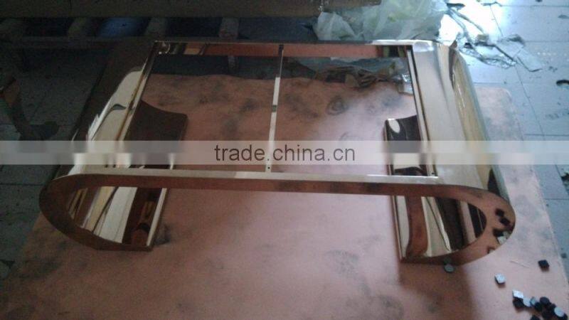 C8048L antique golden silver mirrored coffee table
