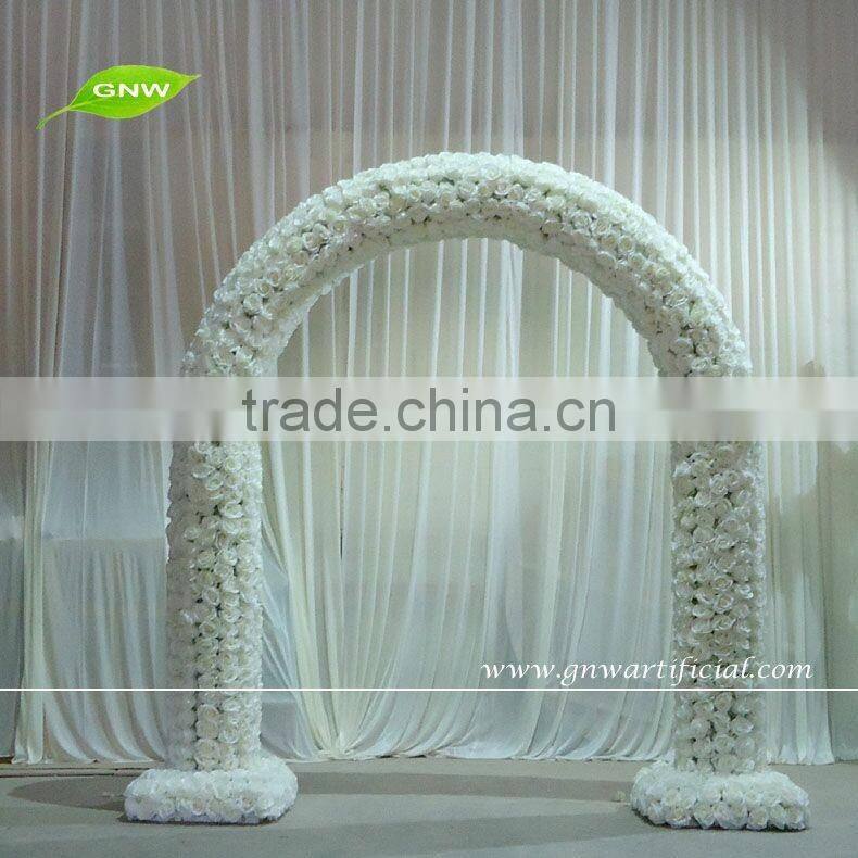 GNW 8ft white different shape artificial rose flower arch for wedding stage backdrop decoration