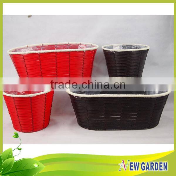 Red and Black Rattan Plant Pot,High Grade Plastic Lined Plant Basket