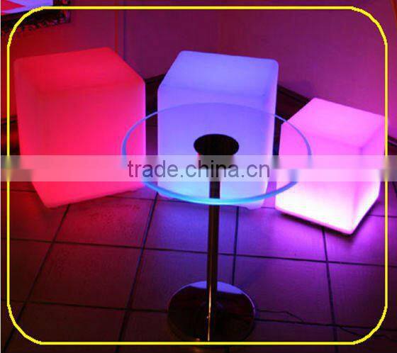 party decoration led cube chair/PE plastic material led cube stool with rechargable battery