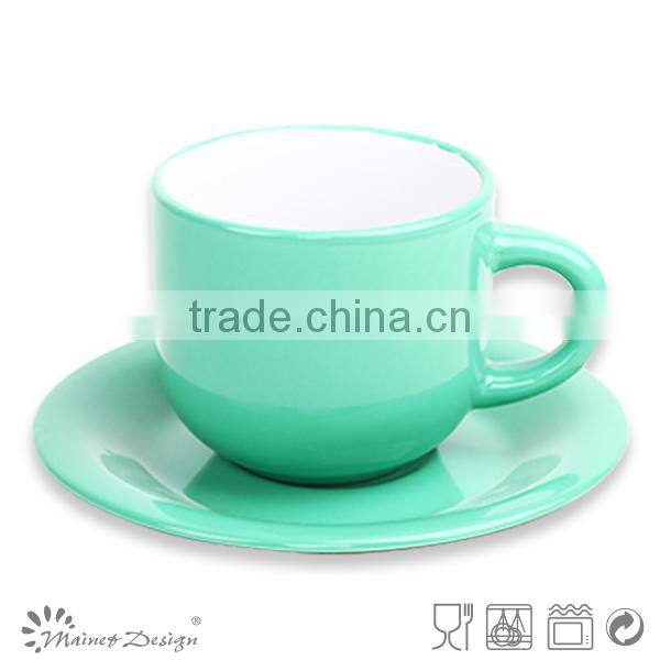 broad edge high quality bright glaze cup and saucer