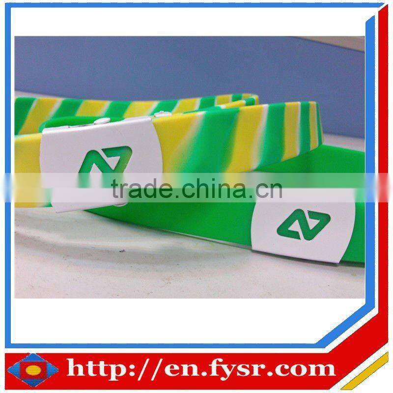 Colorfull silicone rubber belt with metal buckle