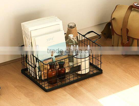 Handmade metal wire mesh fruit book pen flower storage basket