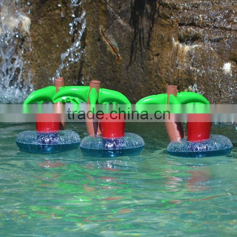 2017 hot selling inflatable toys palm tree flamingo pool floating drink holder ourdoor swimming pool party toys cup holders