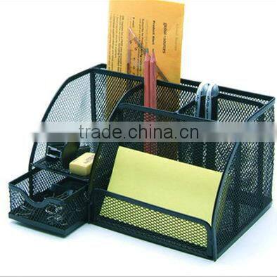 6 divided compartment metal mesh desk accessories organizer