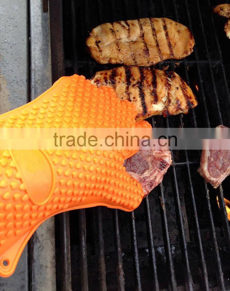 Non-Slip Food Grade Oven Mitts, Pot Holder for Cooking, Baking, Barbeque (BBQ), Cooking 5-Finger Protective Kitchen Gloves
