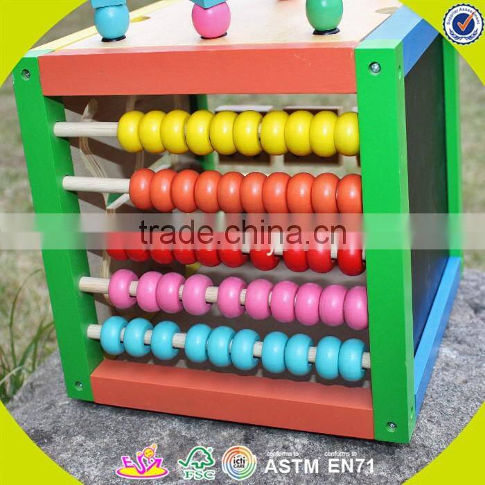 2017 wholesale wooden cubic wire bead children wooden cubic wire bead colorful wooden cubic wire bead W11B060