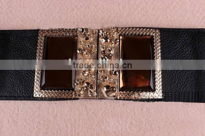 Wholesale skull pattern decorated alloy buckle elastic sex women lady waist belt