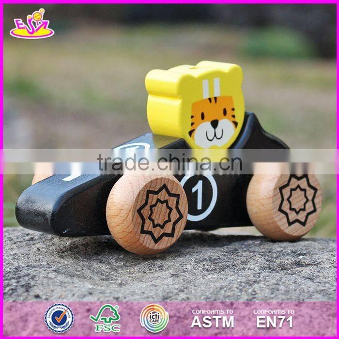 2017 New design tiger shape kids toy wooden cars W04A334