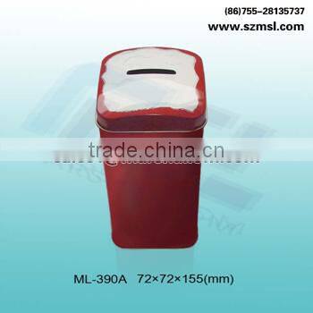 Square metal coin bank