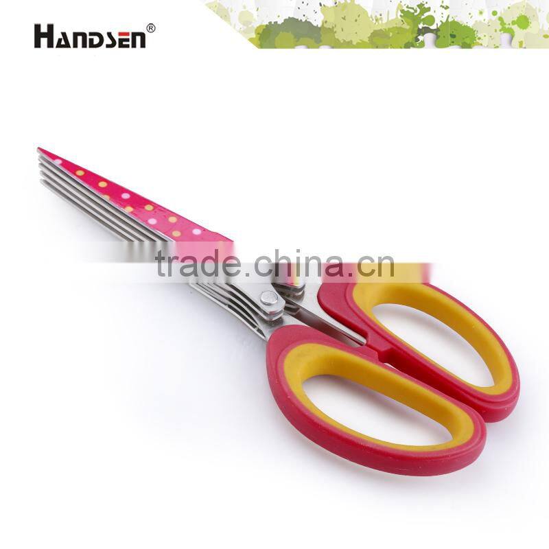 7-1/2"soft grip handle printed 5 blades herb scissors