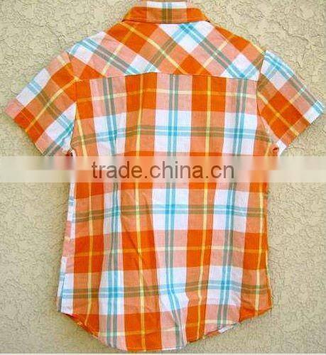 Ladies' 100% cotton plaid casual shirt with short or long sleeve