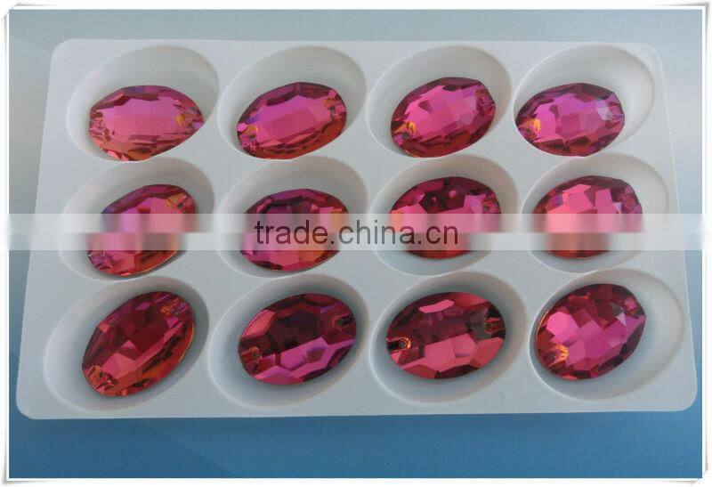 shining oval bicone crystal button beads with two holes