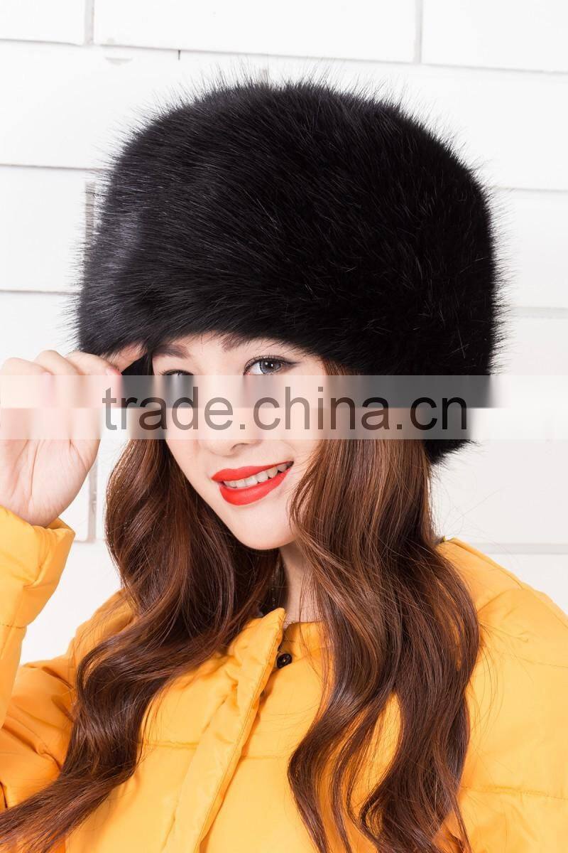 high-grade winter/autumn warm thick Russia Mongolia flat-topped faux fox fur hat