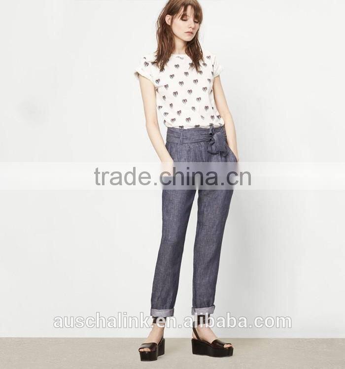 2017 new arrival women linen pants new pattern low price