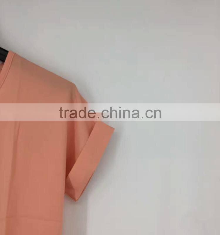 women leftover stock factory drectly sell orange print chiffon t-shirt
