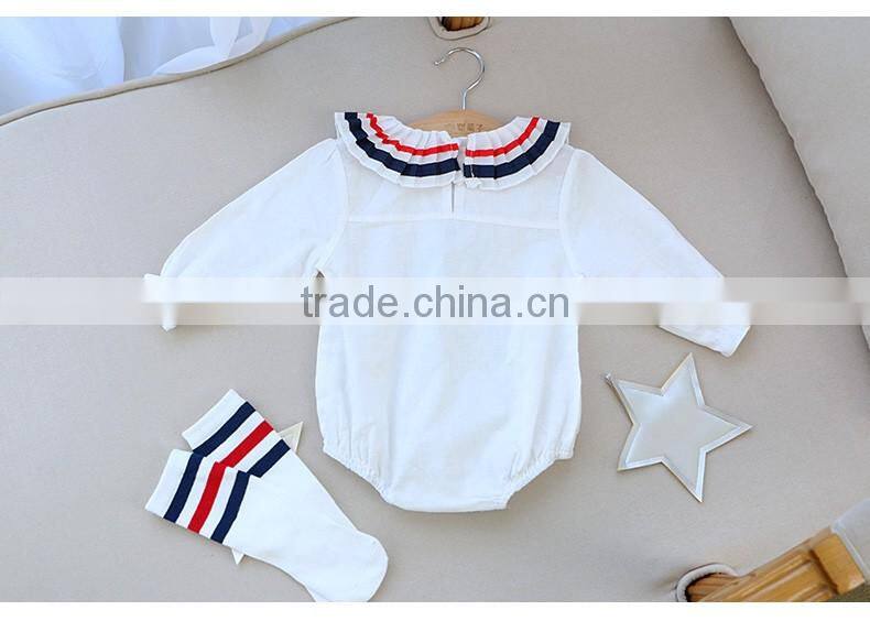 New Fashion Cape Collar Baby Cotton Girl Romper Onesie With Socks