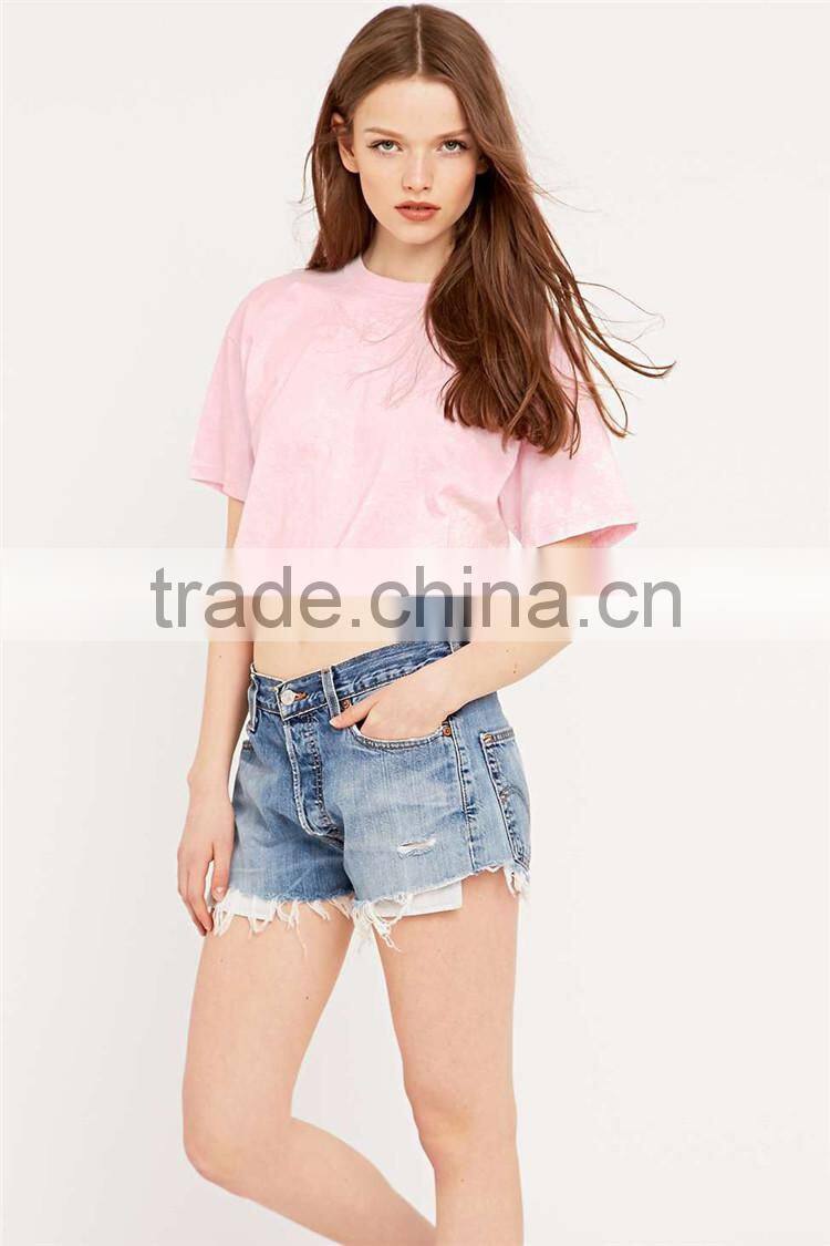 Mini t shirts in pink girls high neck new model t shirts ladies girl