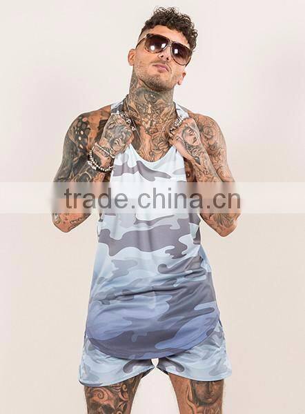 Camouflage printing shorts summer beach shorts with dip dye effect