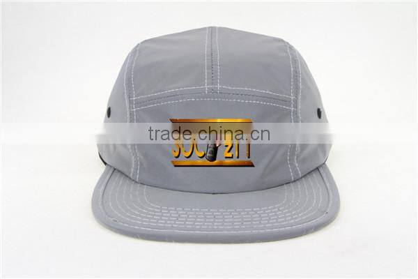 Custom 5 panel hats Luminous 3m reflective fabric grey five panel cap