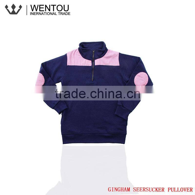 High Quality Half Zip Seersucker Preppy Style Pullover