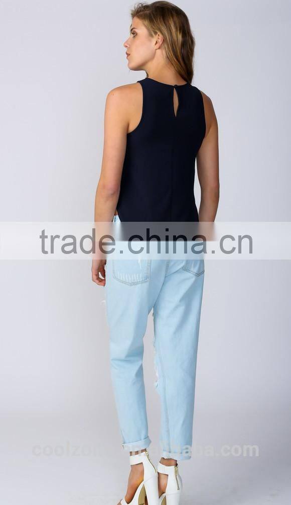 Latest design longer back lace front off shoulder lace top