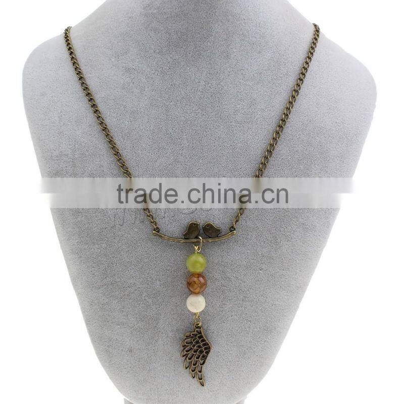 Gemstone picture necklace Zinc Alloy brass chain natural gemstone necklace