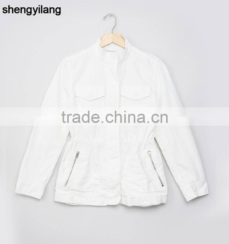 OEM/ODM women cotto baseball jacket green custom jacket guangzhou clothing manufacturer