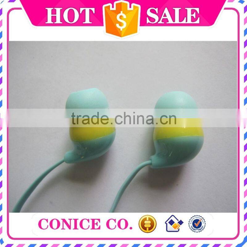 2015 high quality stereo 3.5mm metal jack flat cable silicone plug in-ear stereo earphone for MP3