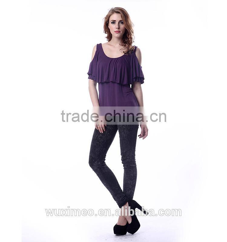Handmade printed best sell women's sheer t shirt