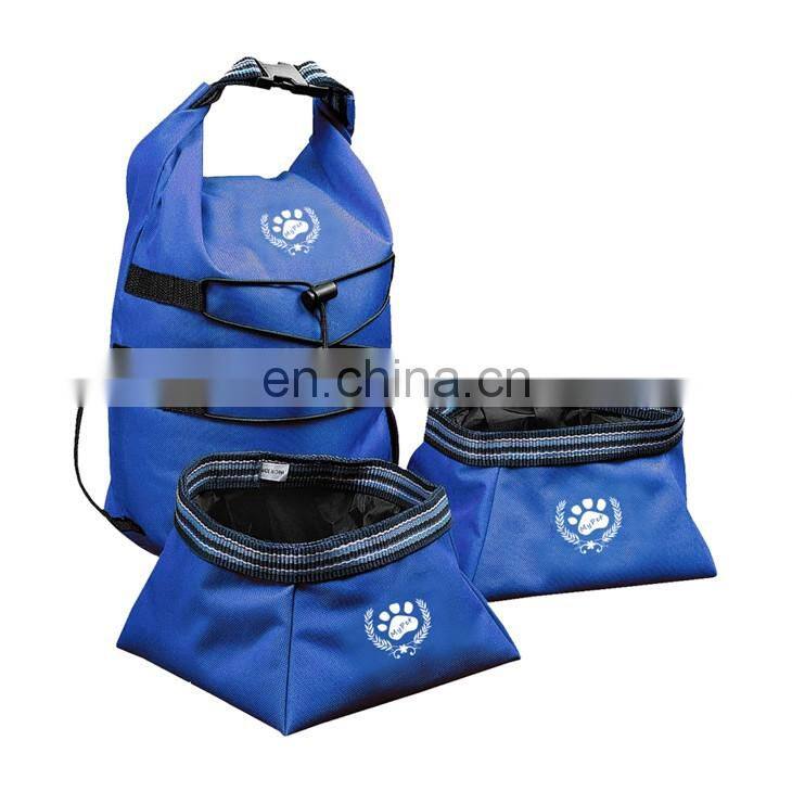 Foldable Polyester Pet Bowl Bag, dog food storage bag.