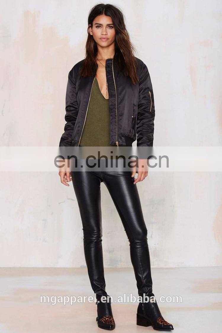 Wholesale fashion satin bomber jacket custom bomber jacket woman 2016