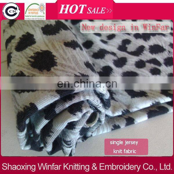 shaoxing winfar Textile Knit Jersey Leopard Print Soft Ring Spun Rayon Fabric for Dress