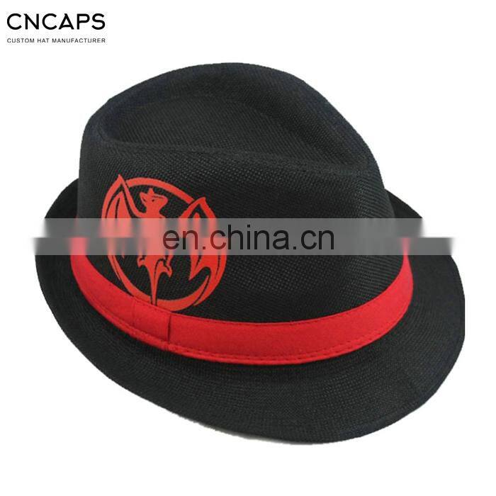 custom fedora hat with logo print linen cotton fedora CNCAPS