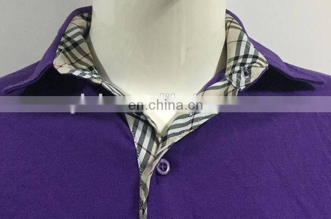 2017 Men's fashion purple polo t-shirt with special design stripped collar
