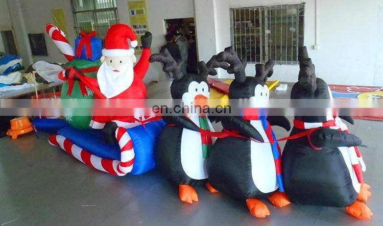 Hot Giant Inflatable Christmas Items, Outdoor Inflatable Christmas Penguin And Santa