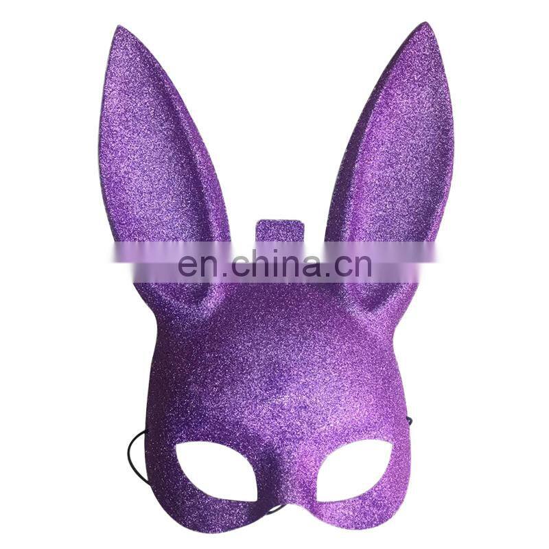 wholesale party sexy pink bunny mask with bright powder masquerade plastic mask for women NCH-2457