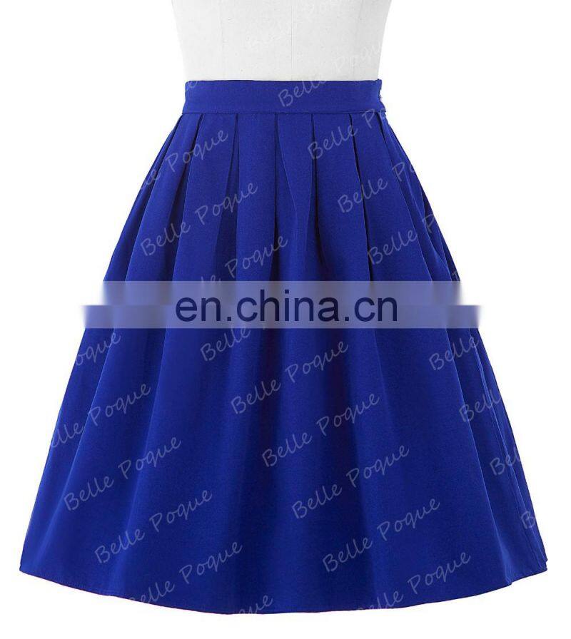 Belle Poque Women Midi Skirt 2016 Blue Vintage Skirts Pinup Skirt BP000154-3