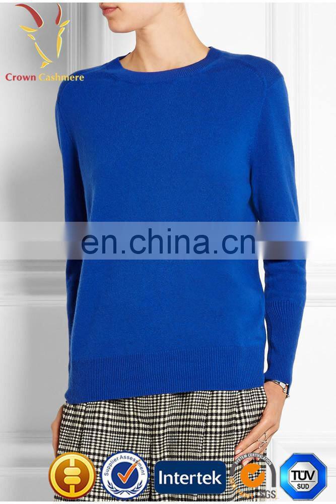 Crew neck sweater pattern pure cashmere pullover for lady