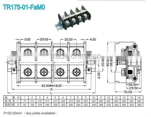 Heavy duty connectors High Current Terminal Blocks