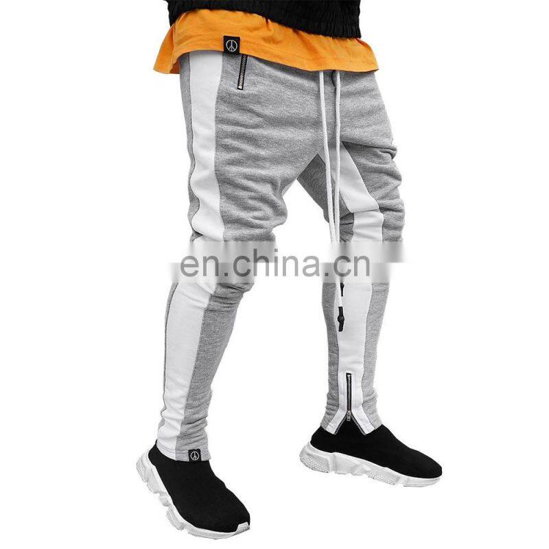 Summer drawstring trousers zipper double pocket long men's sports casual pants