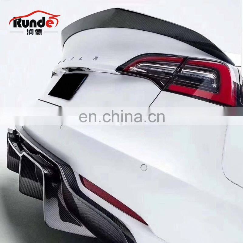 RD New Arrival Vors Style Carbon Fiber Body Kit Front Lip Side Skirts Rear Bumper For Tesla Model 3