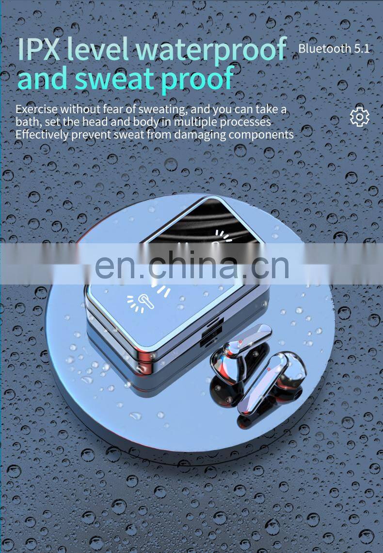 2021 New Mirror H8 TWS Wireless earbuds Mini Earphone 2000mAh LED Display Headset earphone Noise Canceling Gaming Headphones