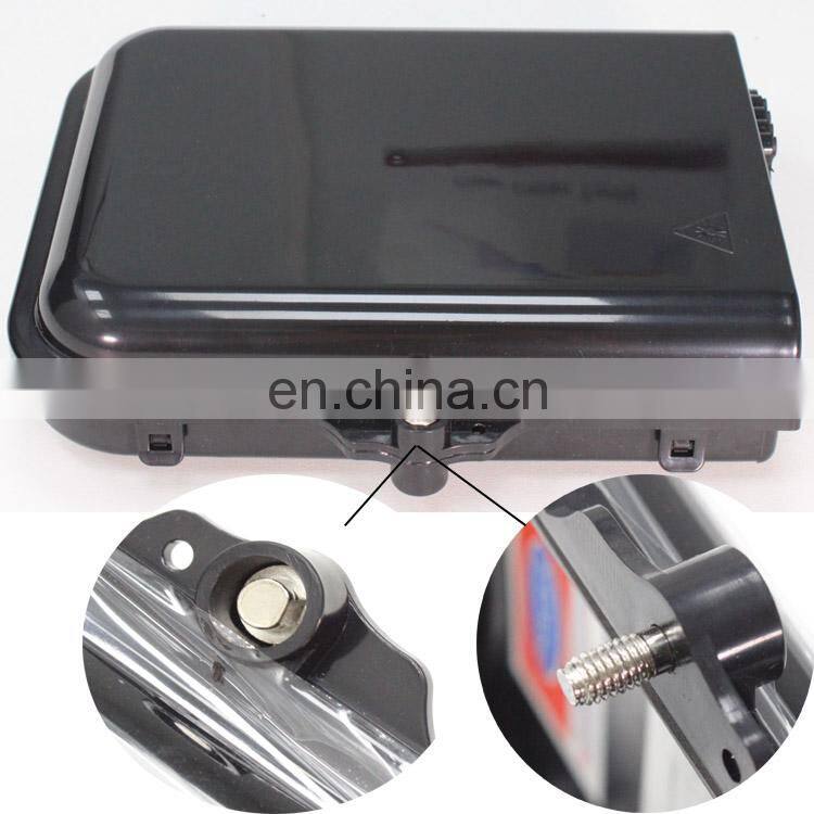 8 Cores 3 input mid-span ports optic fiber ftth Distribution termination box ftth drop cable box black color ABS material