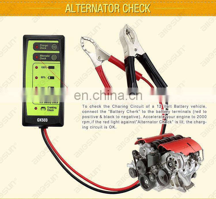 12V Automotive Car Battery Tester LCD Digital Test Analyzer Auto System Analyzer Alternator Cranking Check all-sun GK503