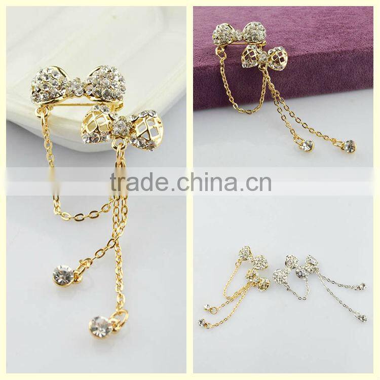 2014 fashion jewelry beauty queen crystal butterfly bow brooches