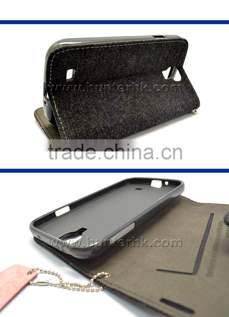 High Quality Demin Skin Wallet Case For Samsung S4